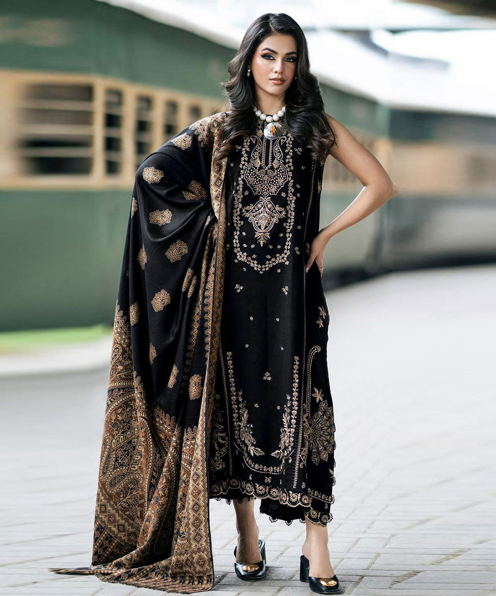 Dhanak 3PC Embroidered Shirt with Digital Printed Shawl – ZC277